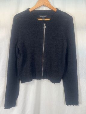 Streetwear Society Black Zip-Up Knit Sweater Women's Small